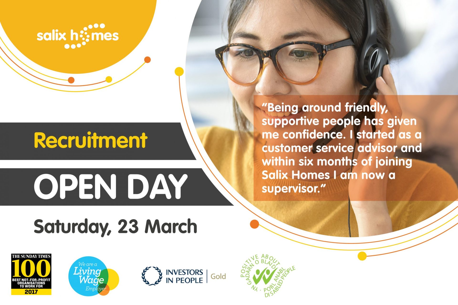 Join us at our Customer Service Team recruitment open day Salix Homes