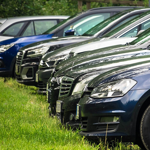 A row of parked cars