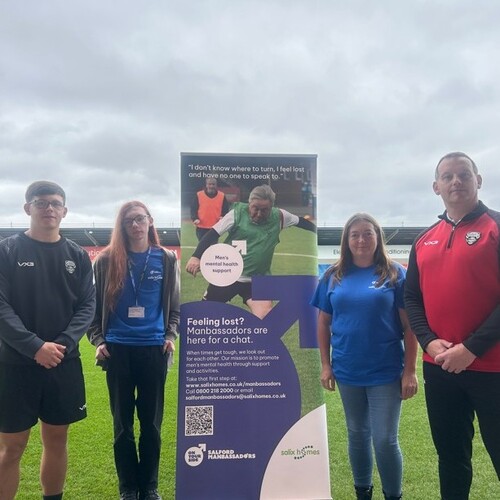 Nathan Connell, Salix Homes and the Salford Red Devils Foundation, at the launch of Salford Manbassadors