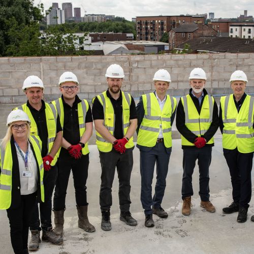A group of people on a building site