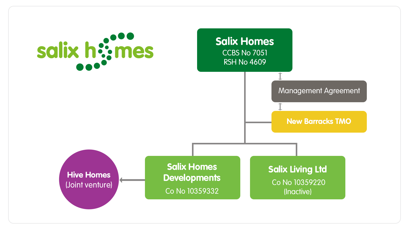 An organisation chart of the Salix Homes Group